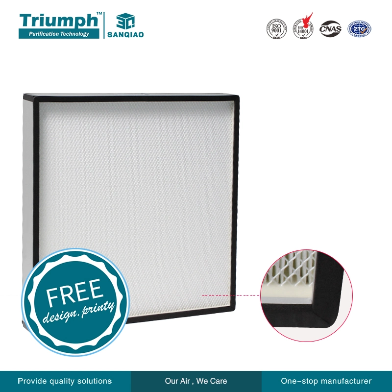 H13 H14 High Efficiency Air Filter Mini Pleat HEPA Filter for Ventilation System, Hospital Clean Room