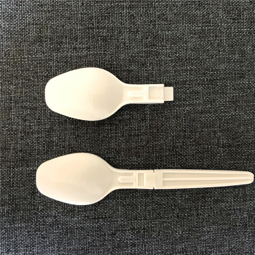 White 95*20mm Size Disposable Plastic Wrapped Cutlery Personalized Design Folding Spoon