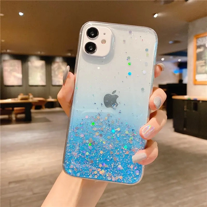 Clear Glitter Phone Case for iPhone 13 12 PRO 11 PRO Max Xs Max Xr X 7 8 Plus 12mini Se 2020 Cute Gradient Rainbow Sequins