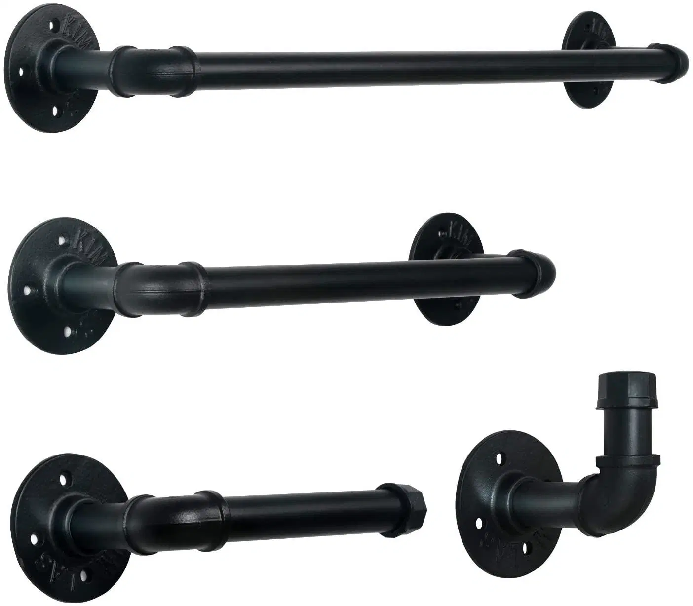 DIY Pipe Furniture Industrial Pipe Towel Bar with Carbon Steel Nipple Flange 1/2 Inch Pipe Cap 1/2" Coating Malleable Iron Tee