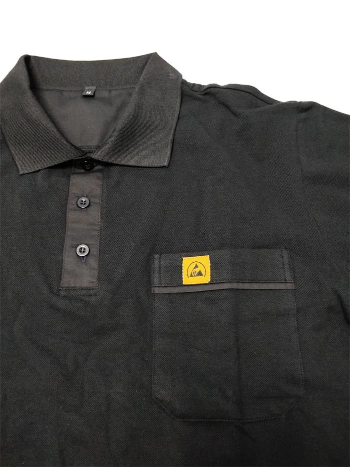 ISO Certified Industrial Clothing Breathable Cotton ESD Short Sleeve Anti Static Polo Shirt