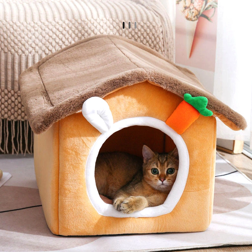 Amazon hot продажа домашних животных кровати зимой удобный стиль рисунка хлопка Cat House Pet Dog Cat Хлопок гнездового кровать