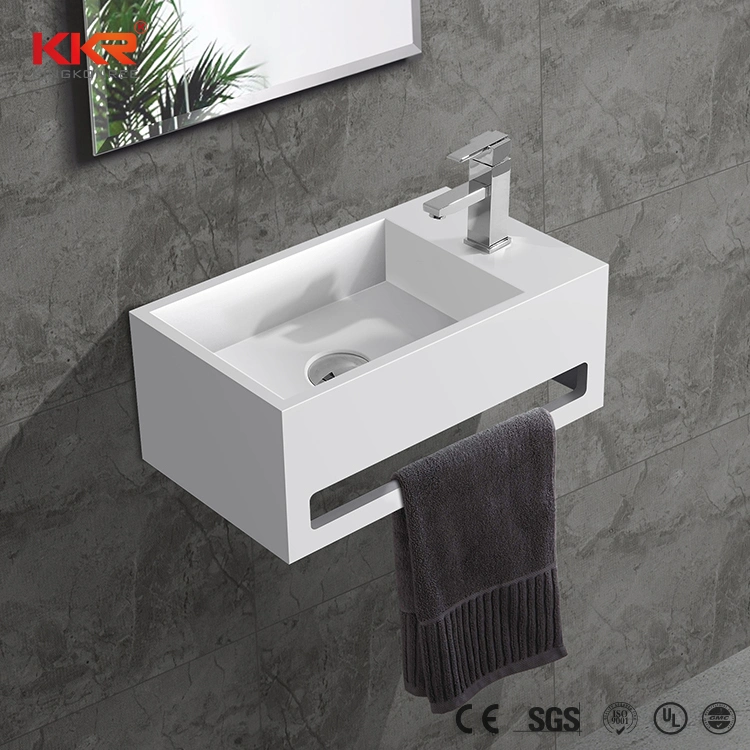 Pequena lavabo Branco Wastafel Tampo de mesa Suspenso Parede Pia de pedra de resina acrílica sólida Banheiro Vaidade Lavatório