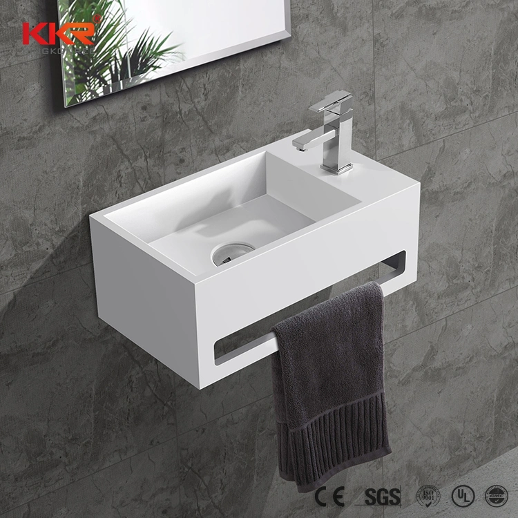 Small Cloakroom White Wastafel Table Top Wall Hung Solid Surface Acrylic Resin Stone Sink Bathroom Vanity Wash Basin