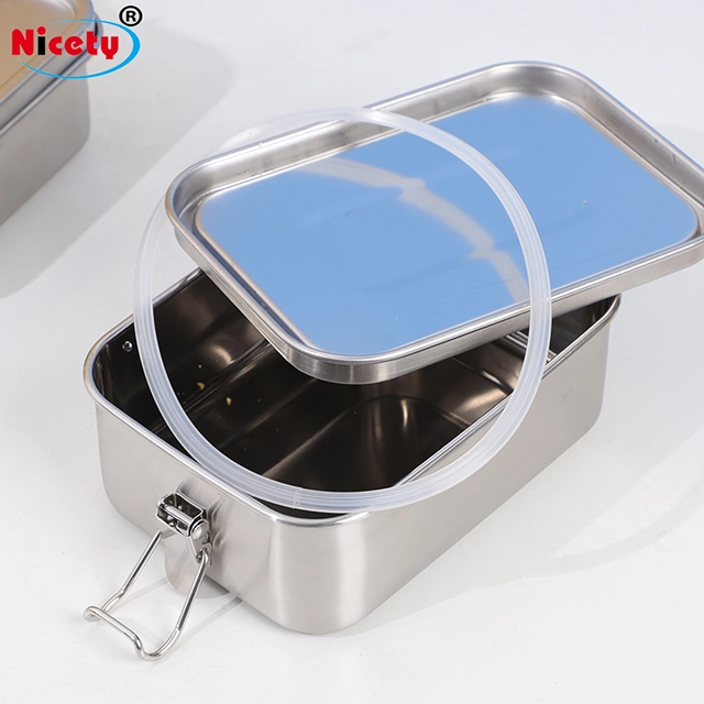 Leakproof 2 Buckles Camping Europe Style Small Capacity LFGB Food Packing Box Biodegradable Container Stainless Steel Lunch Box for Kids