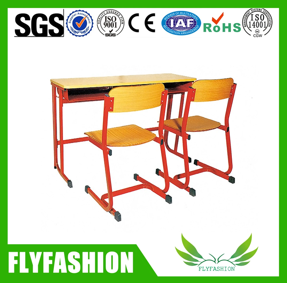 Durable Wood School Furniture Double Desk Set for Classroom (SF-02D)