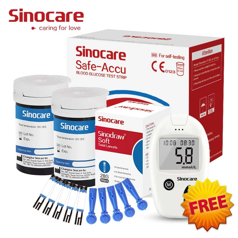 Sinocare Blood Glucose Meter CE Approved Diabetes Self Test at Home Hospital Digital Glucometer Smart Blood Sugar Glucose Meter