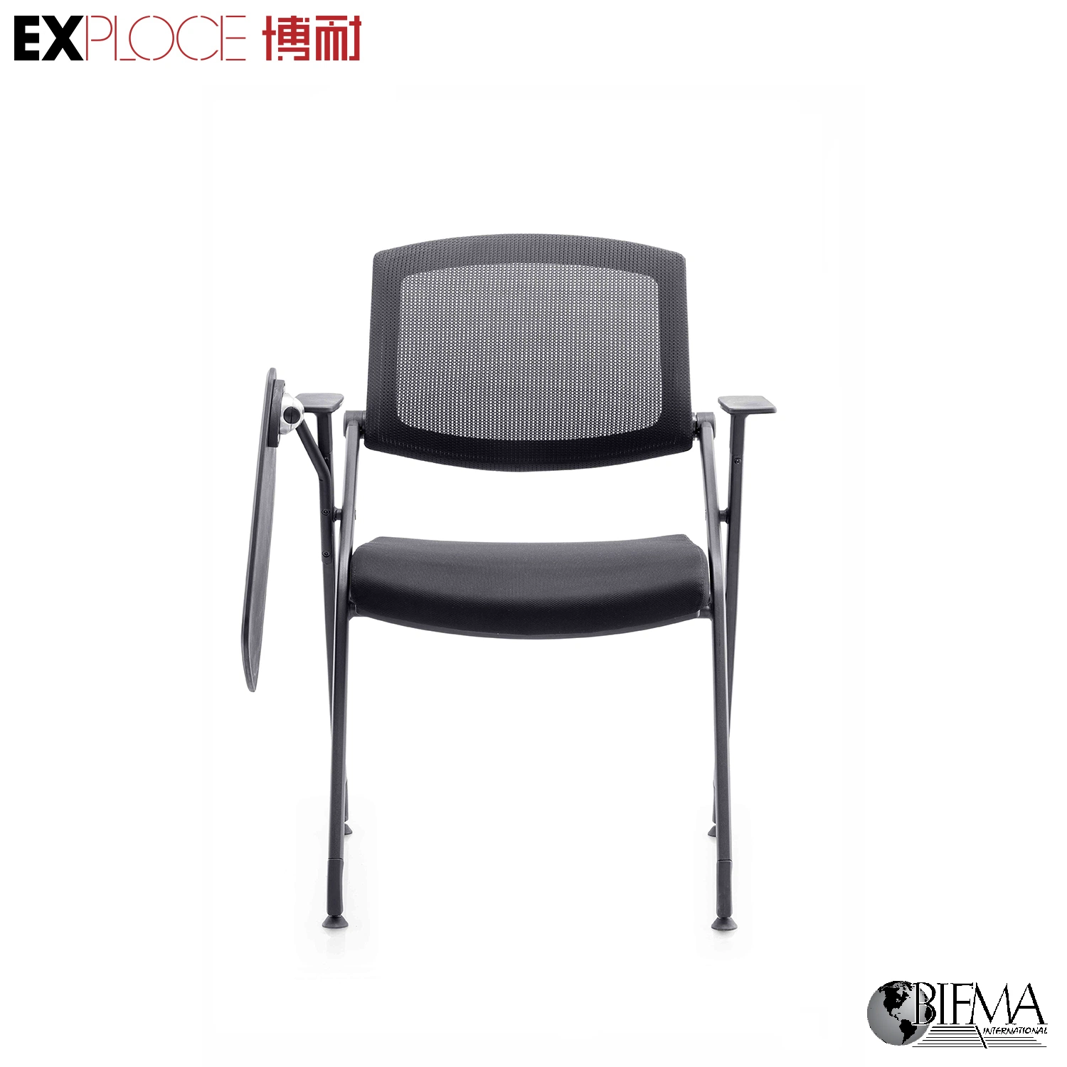 Foshan Factory Hot Sell Foldable Space Saving Durable Molded Seat Meeting Training Chair with Writing Board in Mesh