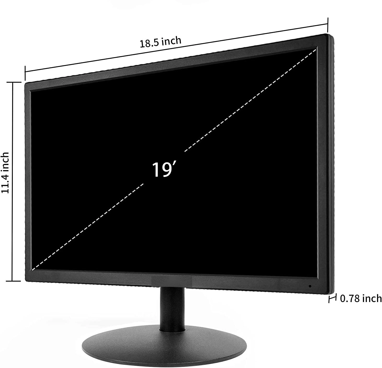 PCV Monitor de 19 pulgadas, Monitor de ordenador de sobremesa 19" 75 Hz 5ms 1440X900 Panel TFT sin altavoz incorporado H+V, Monitor de PC 16: Pantalla 10 para PC PS