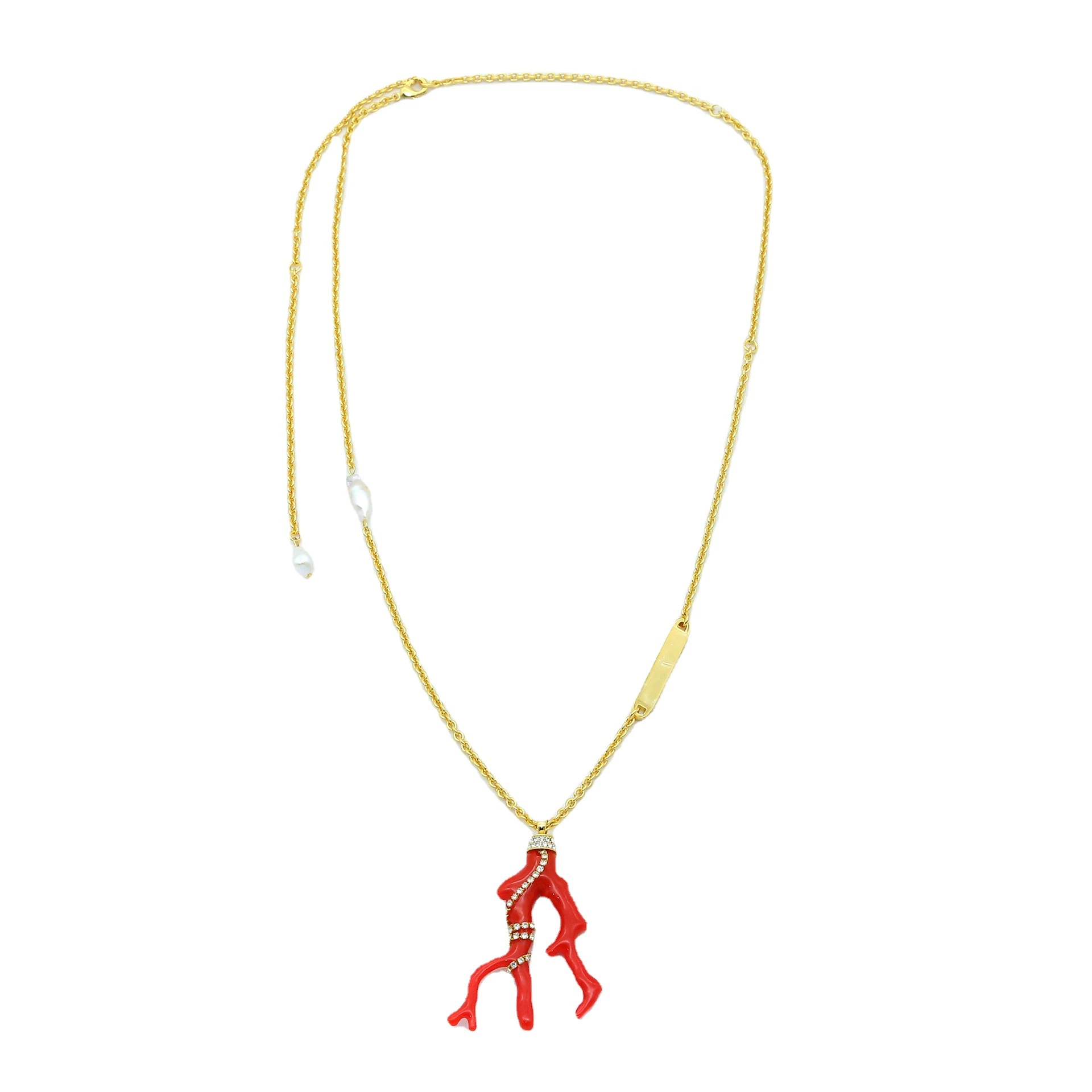 European and American Niche Light Luxury Style Design Simple Coral Necklace