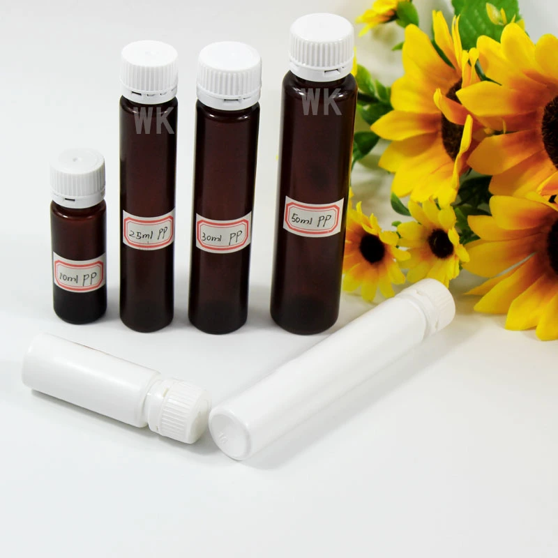 Pet PP10ml 25ml 30ml 50ml Medicine Syrup Pharma Oral Liquid Plastic Bottle with White Insurance Cover