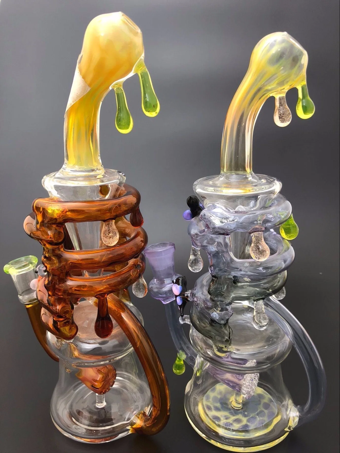 American Color Mini Size Recycler Smoking Pipe with Banger Hbking Newest Glass Water Pipe