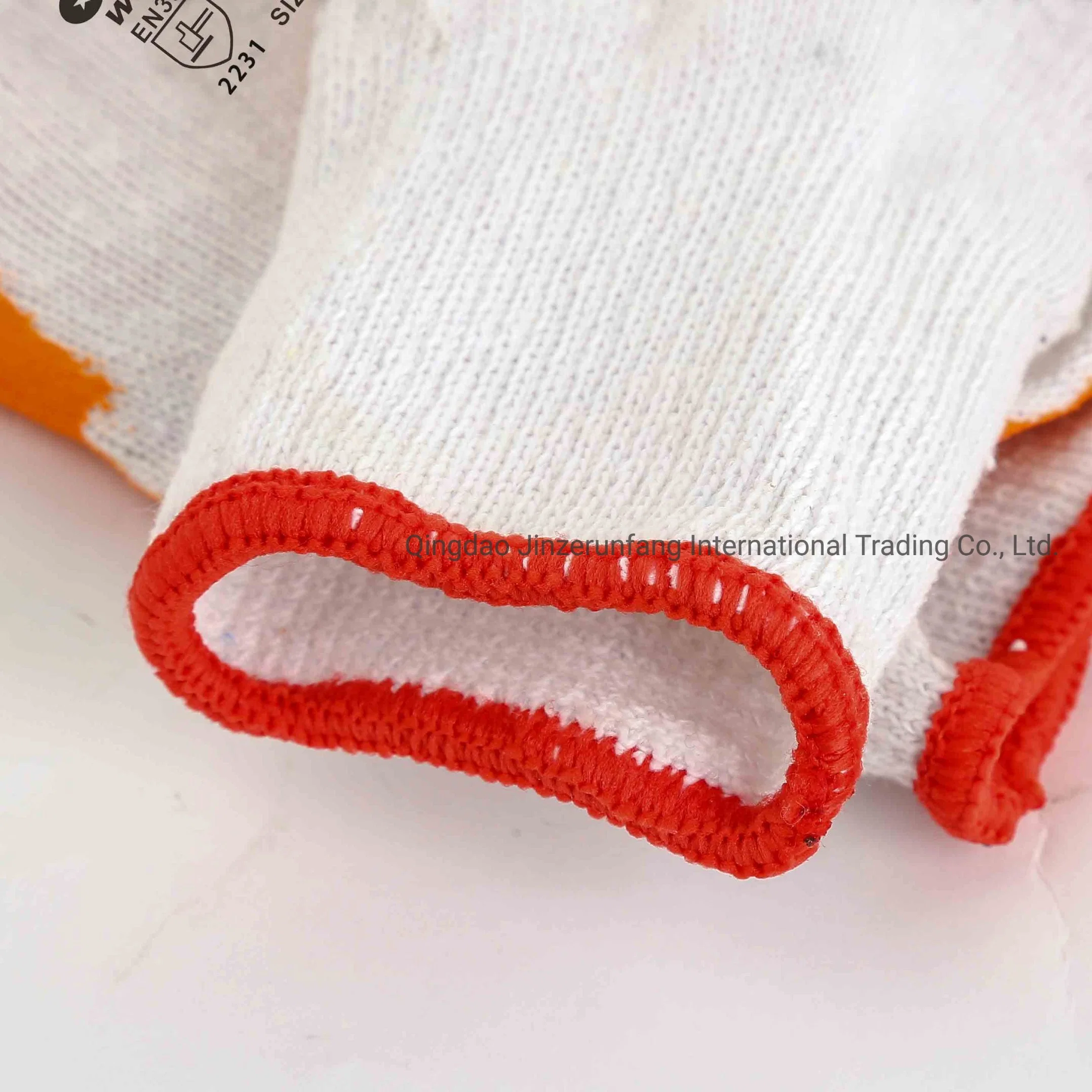 10g White Polyester with Orange Latex Coated Machanic Working Gloves