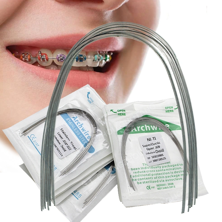 Fils d'arc en acier inoxydable super élastique orthodontique dentaire