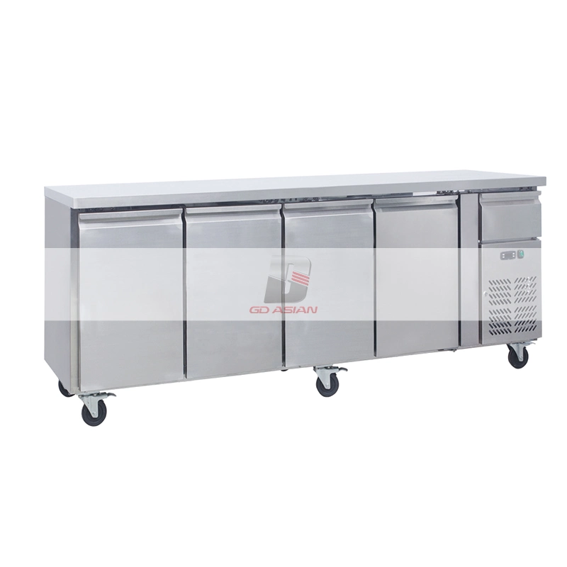 Stainless Steel Commercial Kitchen Equipment 3 Door Freezer Gn Counter with Backsplash