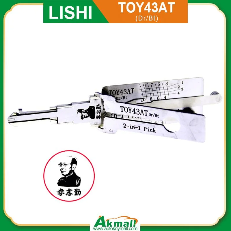 Lishi Tool Toy43at (10-CUT) 2 in 1 Lock Pick and Decoder for Toyota