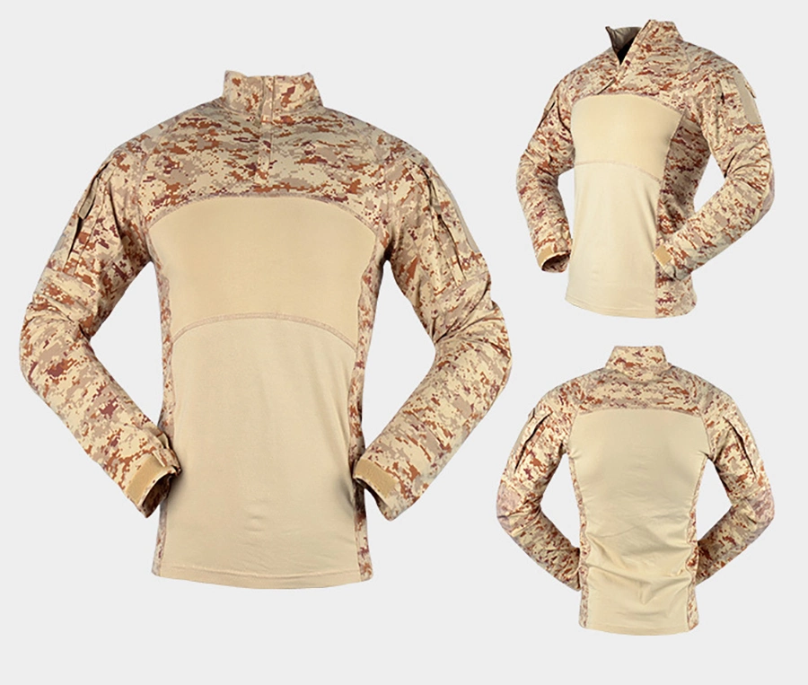 Outdoor Military Uniform Camouflage Knitted Long Sleeve Frog Shirt