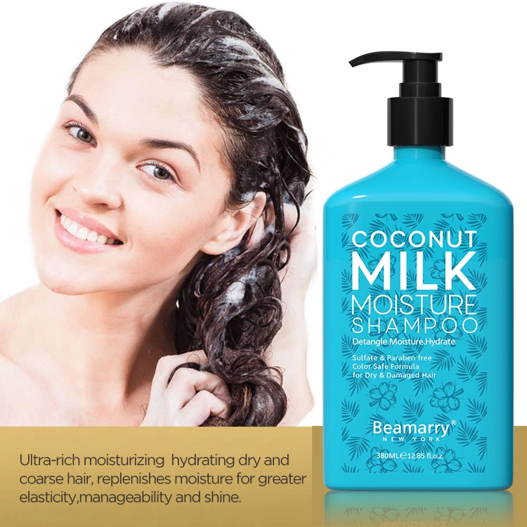 Produtos profissionais de cuidados do cabelo do Salon Cosmetics de 380 ml Produtos de beleza do cabelo OEM ODM Moquar leite de coco umidade Shampoo