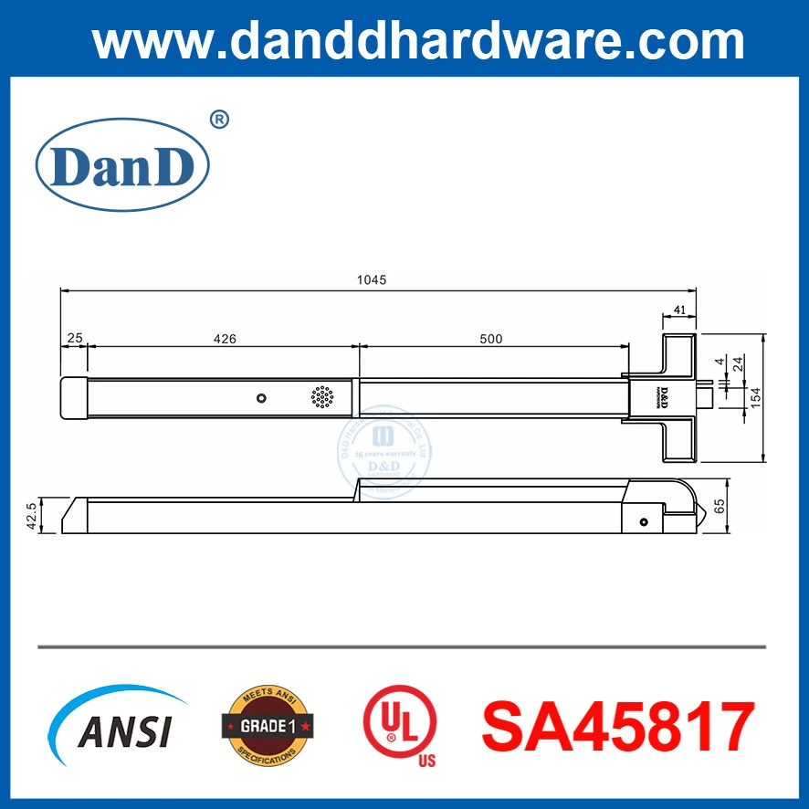 Alarmfunktion Sicherheit Druckstange Panic Exit Device mit ANSI