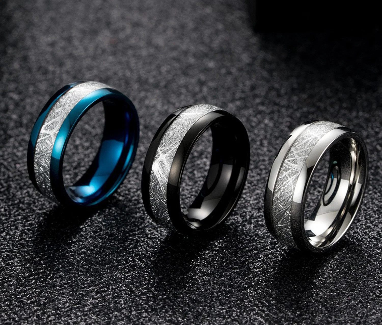 Jewelry Ice Silk Foil Men's Ring IP Blue Fashion Ring Titanium Steel Ring Accessories Factory Wholesale/Supplier SSR2274b2