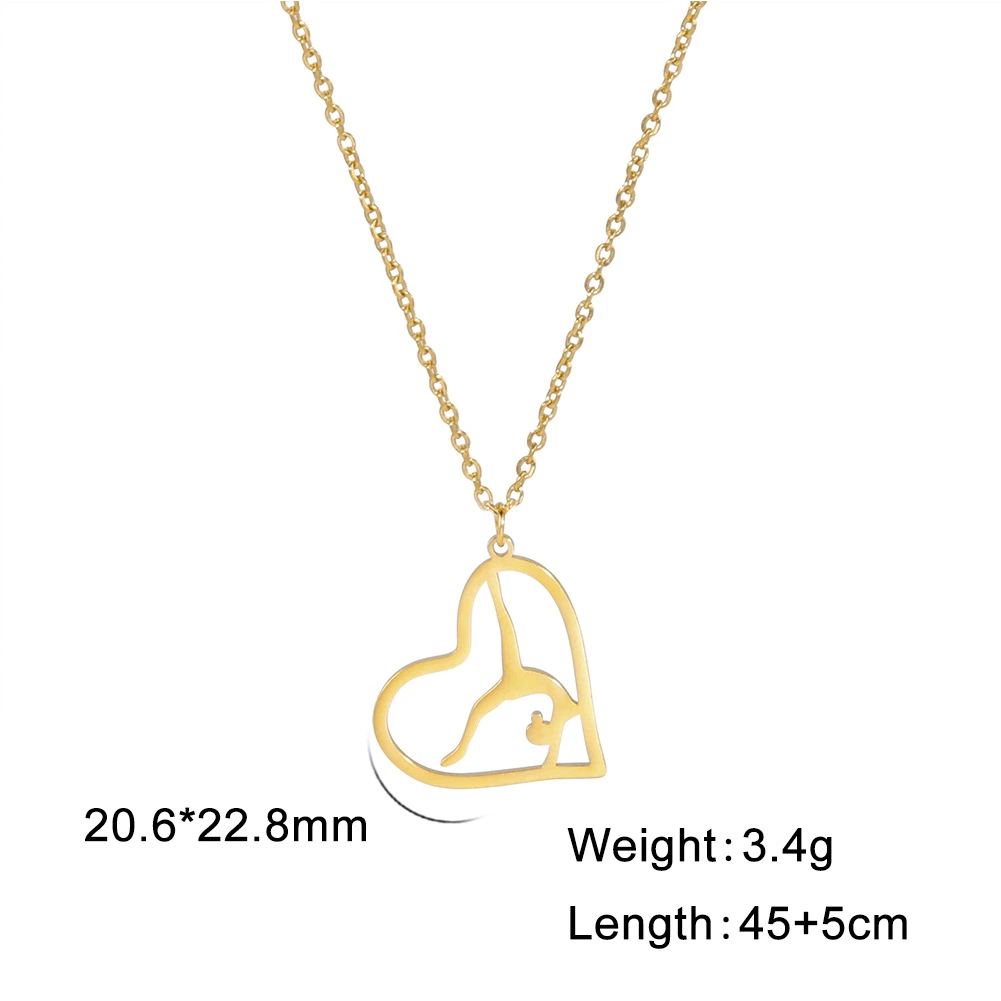 Classic Style Necklace Simple Stainless Steel Gold Necklaces Sports Exercise Gymnast Pendant Jewelry