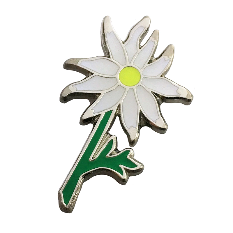 Broche de esmalte sintético de metal floral creativo personalizado con insignia decorativa