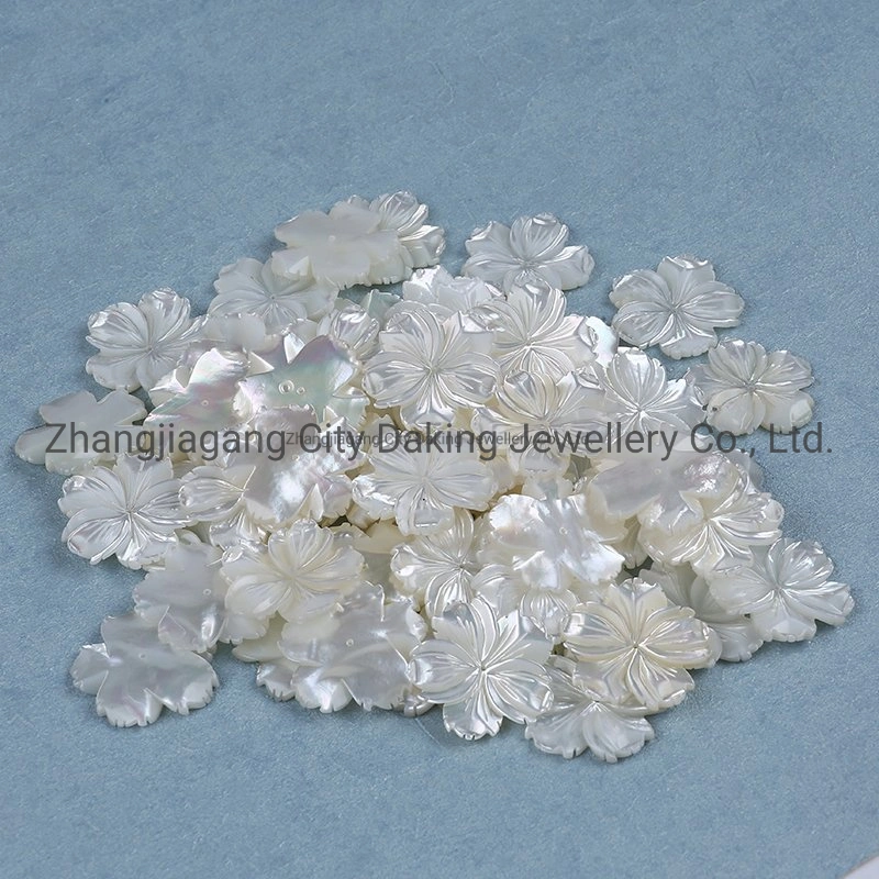 28-29mm Natural White Carved Flower Mother of Pearl Shell 5 Petals Loose Beads for Jewelry Making