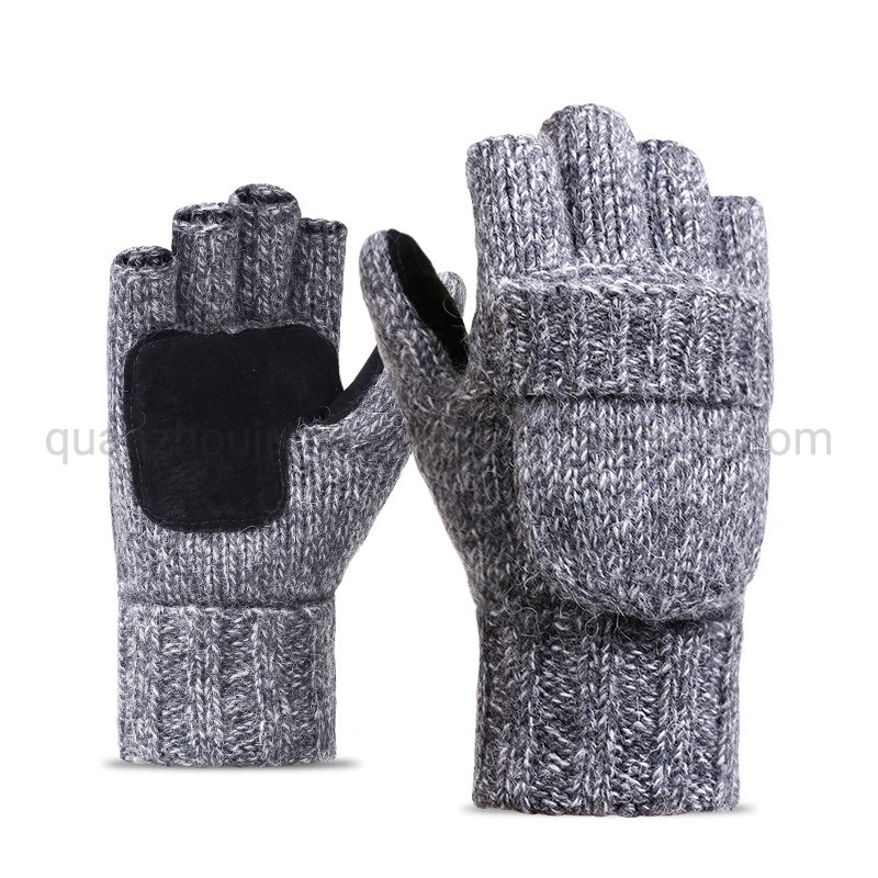 OEM Half Finger Renovate Multi-Color Woolen Knitted Brushed Riding Men Women Gloves