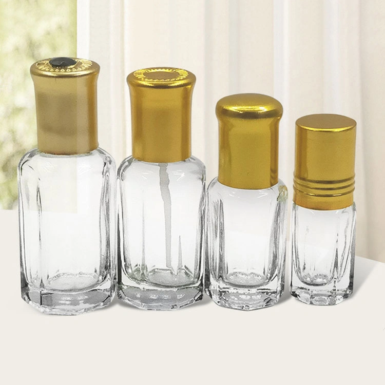 5/10/30ml Clear Bottle Perfume Essential Oil Roller on Glass Bottle with Metal Ball Lid of Aluminum Custom Cap Diamond Decoration