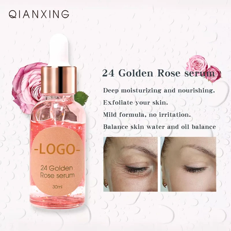 Anti Wrinkle Hydration Rose 24K Gold Face Skin Lightening Facial Serum