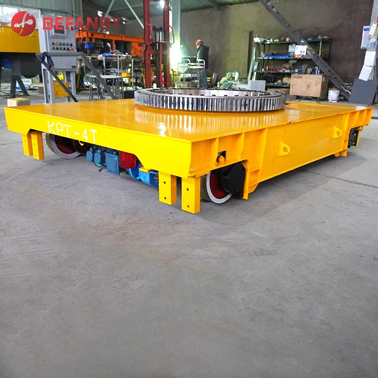 Carga pesada Busbar Powered Flat-Board On Rail Ferry Transfer Cart