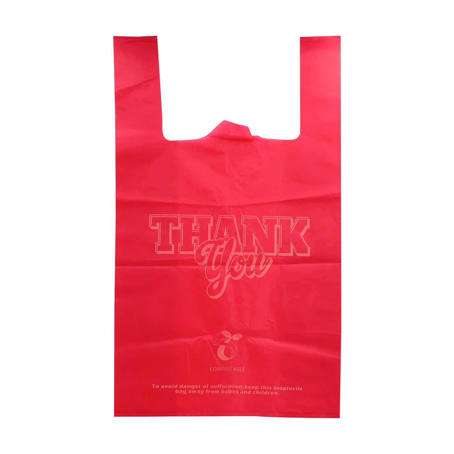 100% Plastic Free PLA Pbat Corn Starch Customized Printing T-Shirt Shopping Bag with Handle