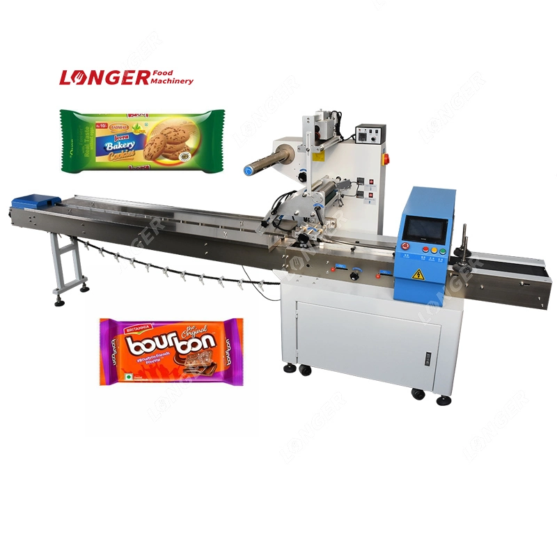 China Trade Cookie Film Pack Making Flat Package Filling Packing Stick Biscuit Flow Wrap Machine for Food