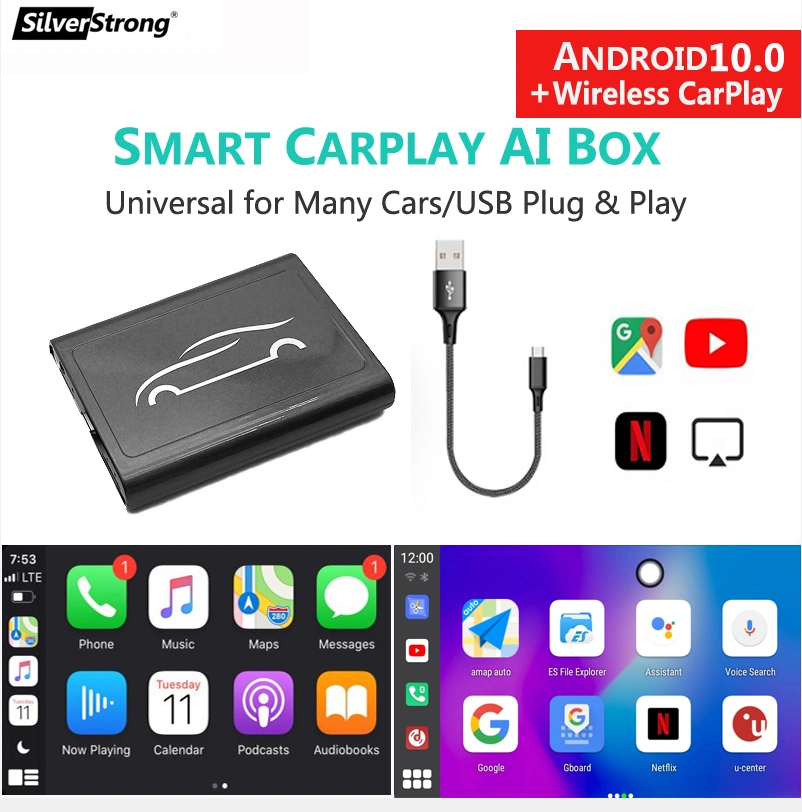 Neues Privatmodell Wireless Ai CarPlay Box 4+64G Qualcomm Android Universal Caplay Android Auto Auto DVD-Player für Apple Netflix Youtube