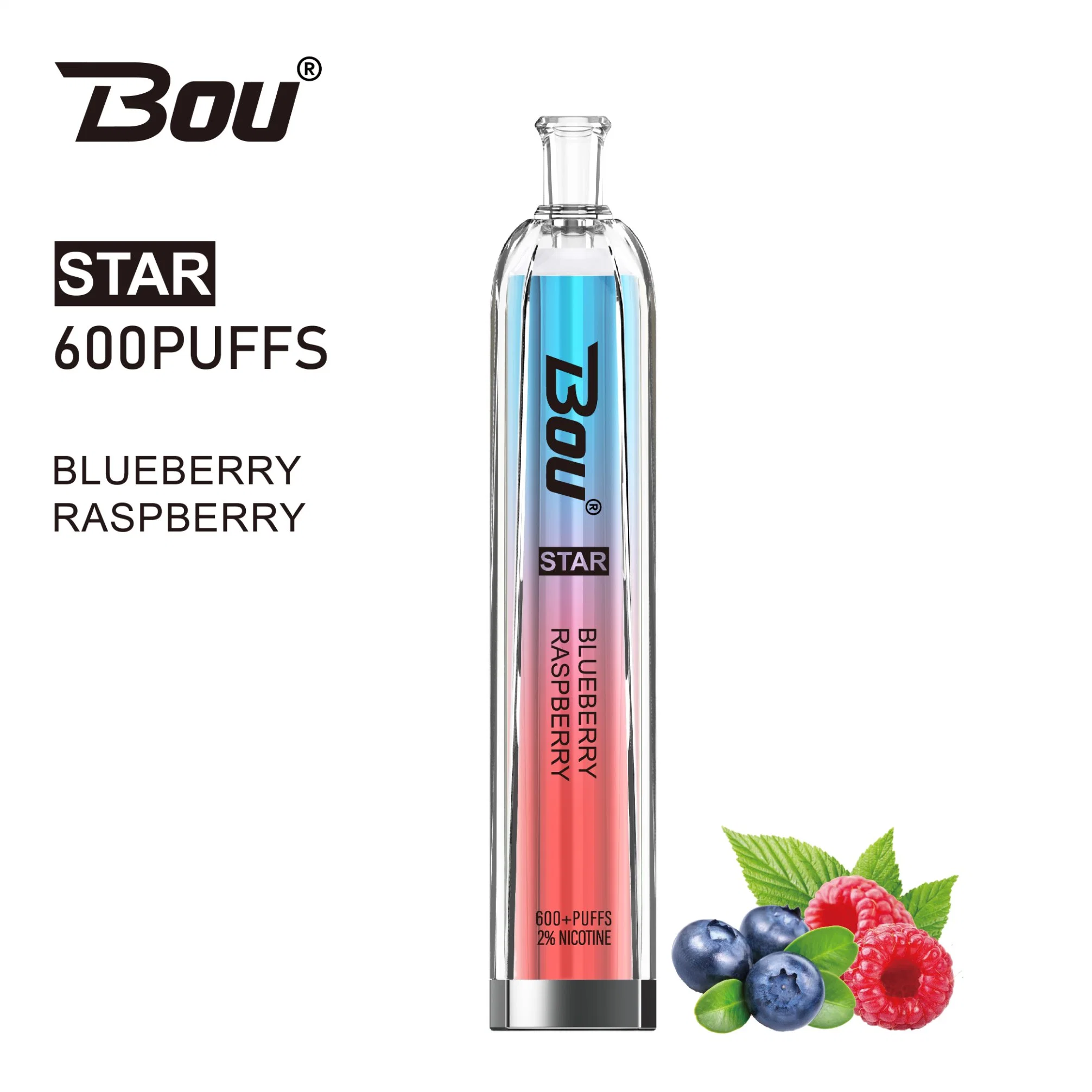 Bou Star 600 Puffs Tpd Red Bull Heisenberg Mint Flavor etc Big Cloud LED Dazzel Disposable/Chargeable Electronico Desechable Vape for KTV Pub Bar Young People