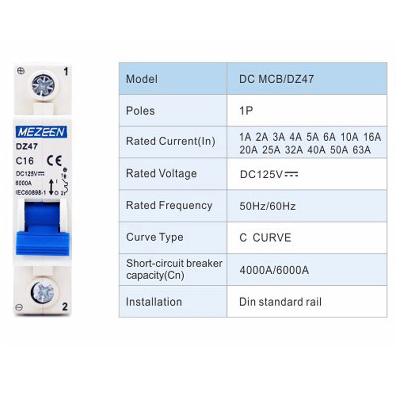 Dz47 MCB eléctrico DC AC 1A-63un disyuntor miniatura