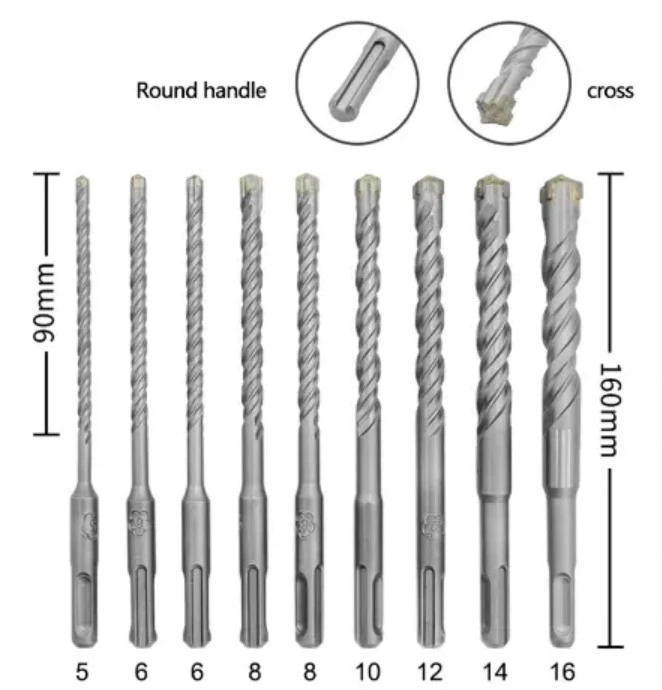 160mm Electric Hammer Drill Bits Cross Type Tungsten Steel Alloy SDS Plus Drill Bits for Masonry Concrete