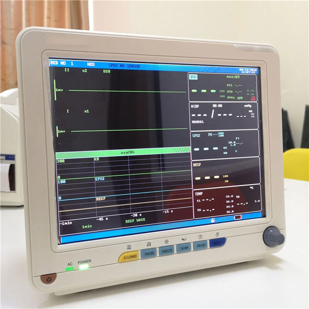 Wtp8000f Ecrã TFT portátil de alta qualidade com 12.1 polegadas e multiparâmetros veterinários Monitor de sinais vitais