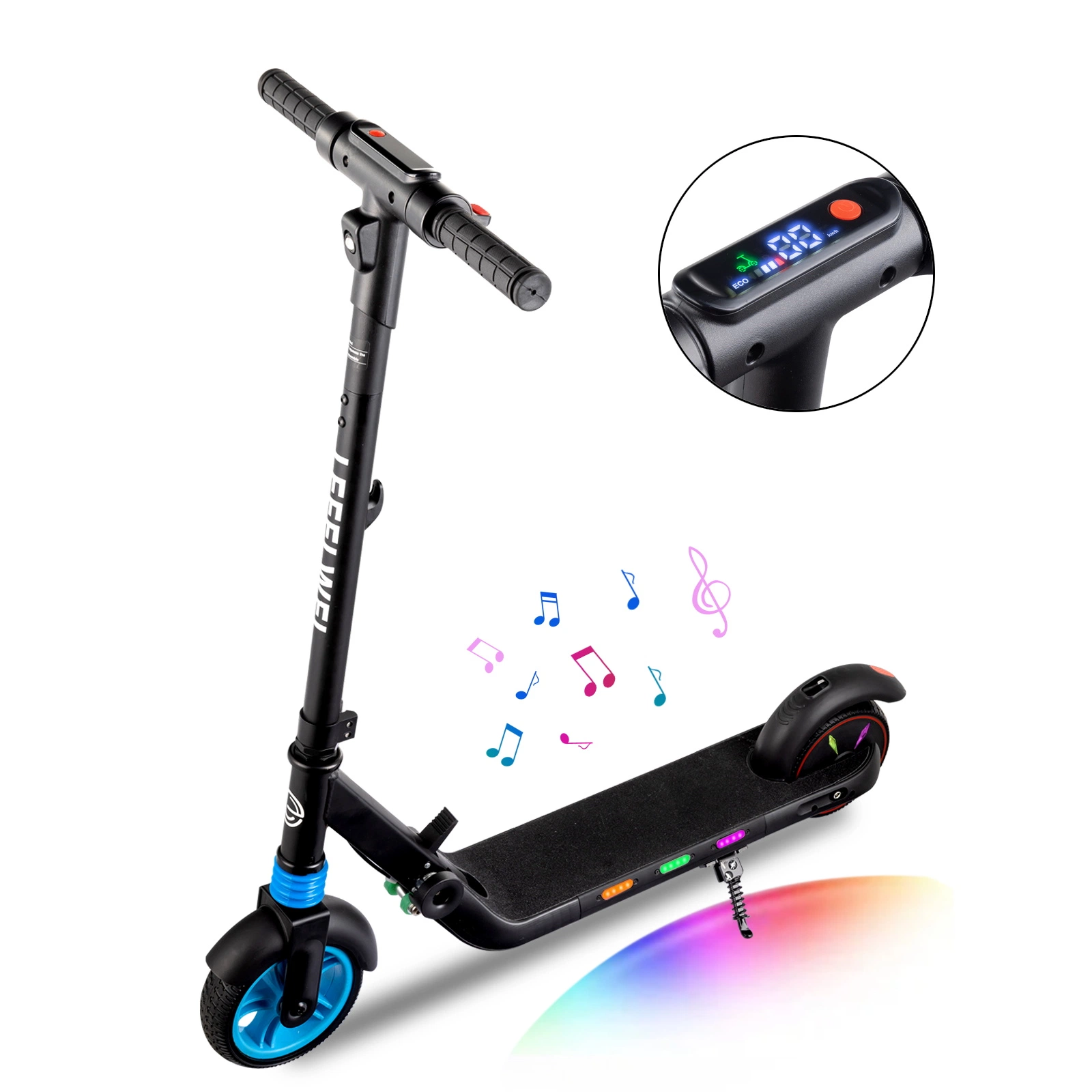 Kids Foot Kick Scooter with LED Music Lights Aluminum Alloy Frame Wide Board Kids Scooter 2 Wheel