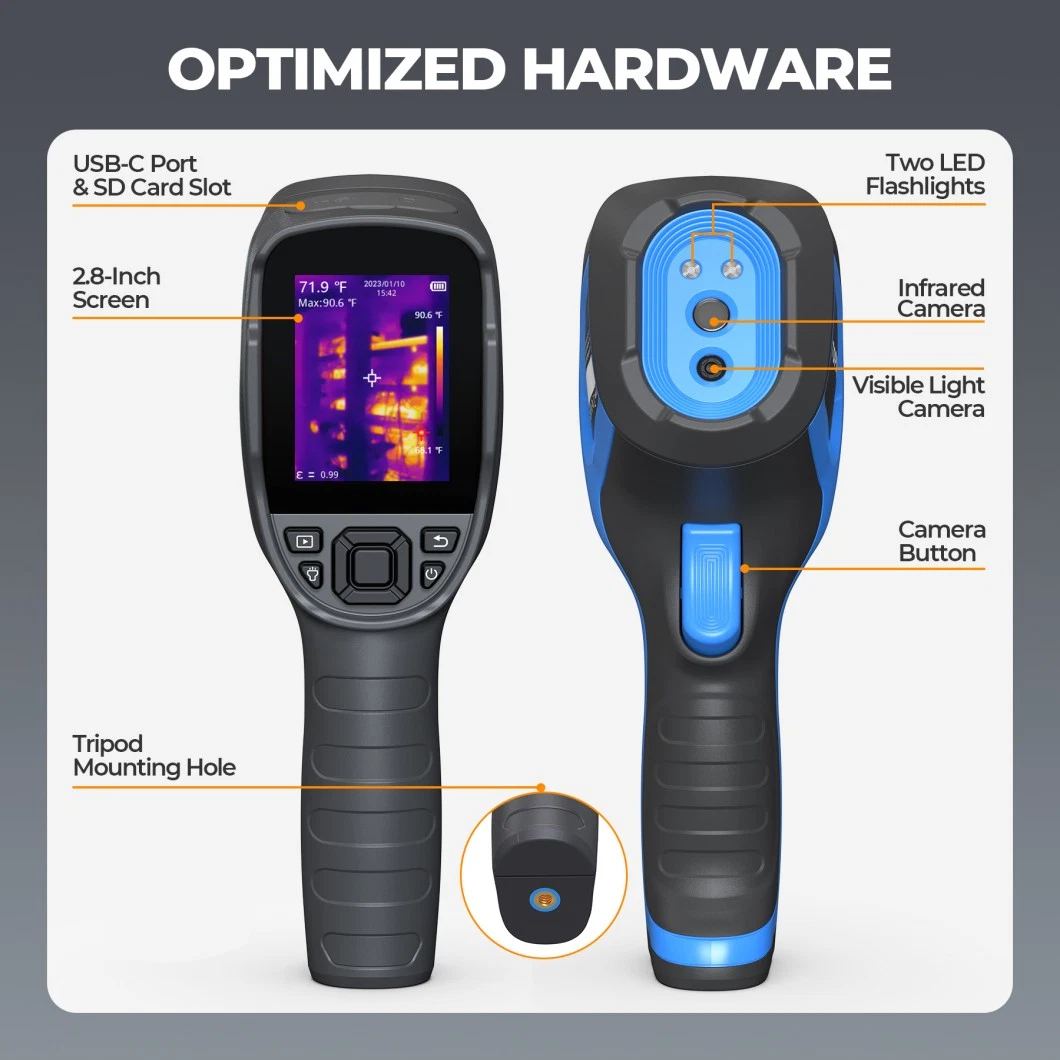 Topdon Factory Manufacturer Tc005 Handheld Thermography Measurement Imaging Machine Device Enterprise Advanced 640*480 Pixels Thermal Print 3 Inch Camera Imager