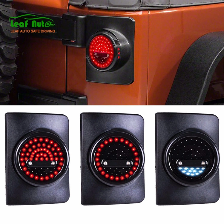 الإصدار الأوروبي/الولايات المتحدة مصباح المؤخرة LED المستدير الذي يعمل على إضاءة الفرامل عند الرجوع للخلف إشارة انعطاف خفيفة لسيارة Jeep Wrangler JK 07-17