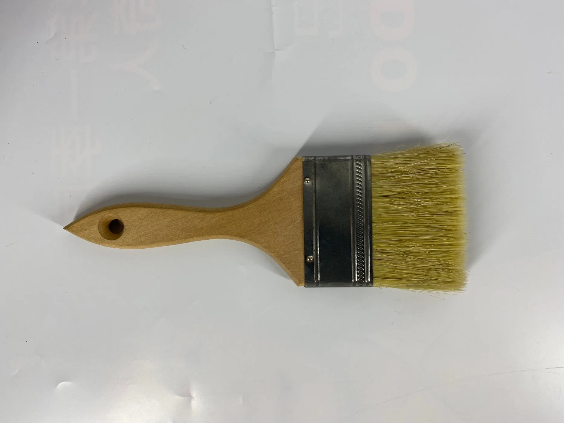 Flat Bristle Wood Handle Paint Brush, 2" Size, Natural White