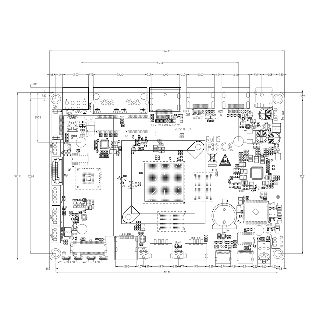 8K/4K USB 4/16GB RAM 16/128GB ROM ANDROID 12 POE HDMI Rockchip Rk3588 Industrial Tablet Touchscreen Panel Mini PC/Arm PC/Embedded PC SBC Single Board Computer