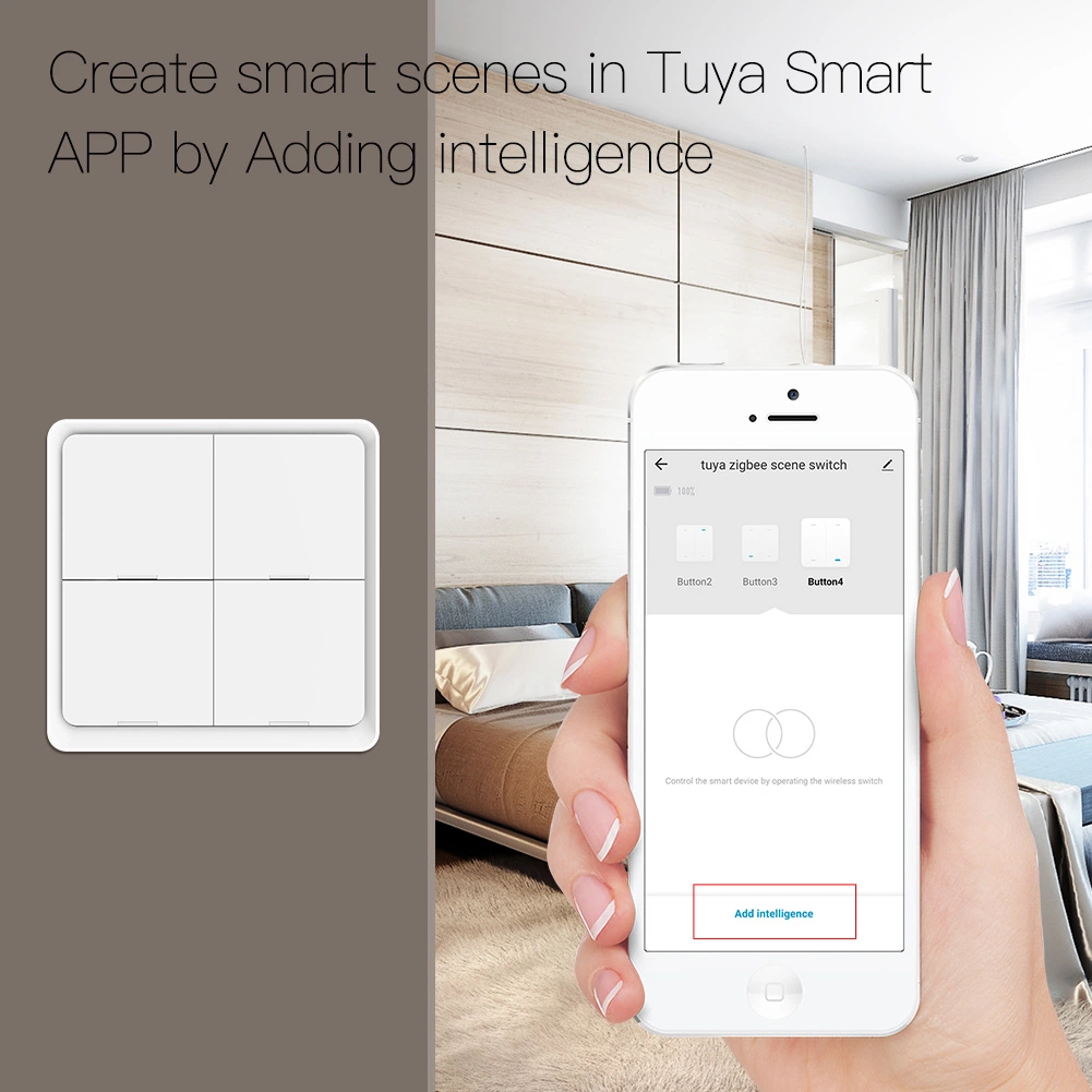 Zigbee 12 Scene Controller Switch Keine Verkabelung 4-Gang Tuya Smart Home Automation Szenario Schalter Drahtlose Batterie Betrieben