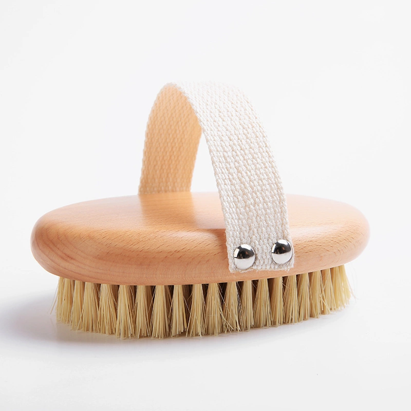 Natural Vegan Sisal Bristle Exfoliating Brush Bamboo Wooden Handle Body Dry Bath Soap Brush