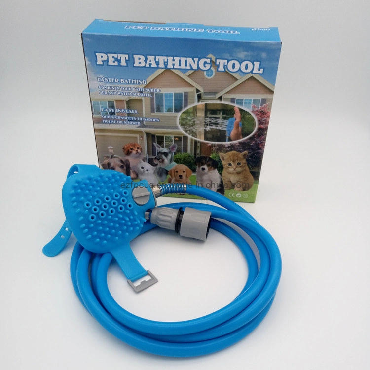 Pet Bathing Tool Pet Shower Sprayer and Scrubber in-One, Shower Bath Tub and Outdoor Garden Hose Compatible, Dog Cat Horse Grooming Wbb10460