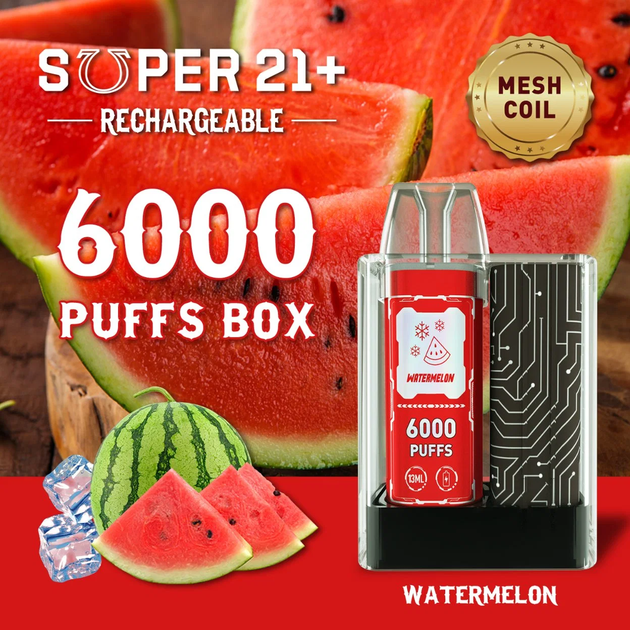 New High Quality Disposable Vape 6000puff Fruit Flavors E Liquid Electronic