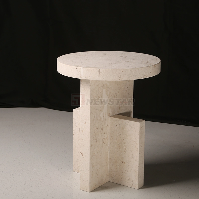 Newstar Stone Furniture Wholesale/Supplier Nordic Round Marble Stone Travertine Side Table Modern Coffee Table Bed Side Table