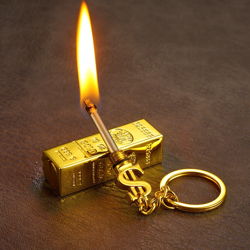 Nouveauté Briquet grève Gold Bar de style vintage de comparaison collective grève Allume-cigares de poche à gaz