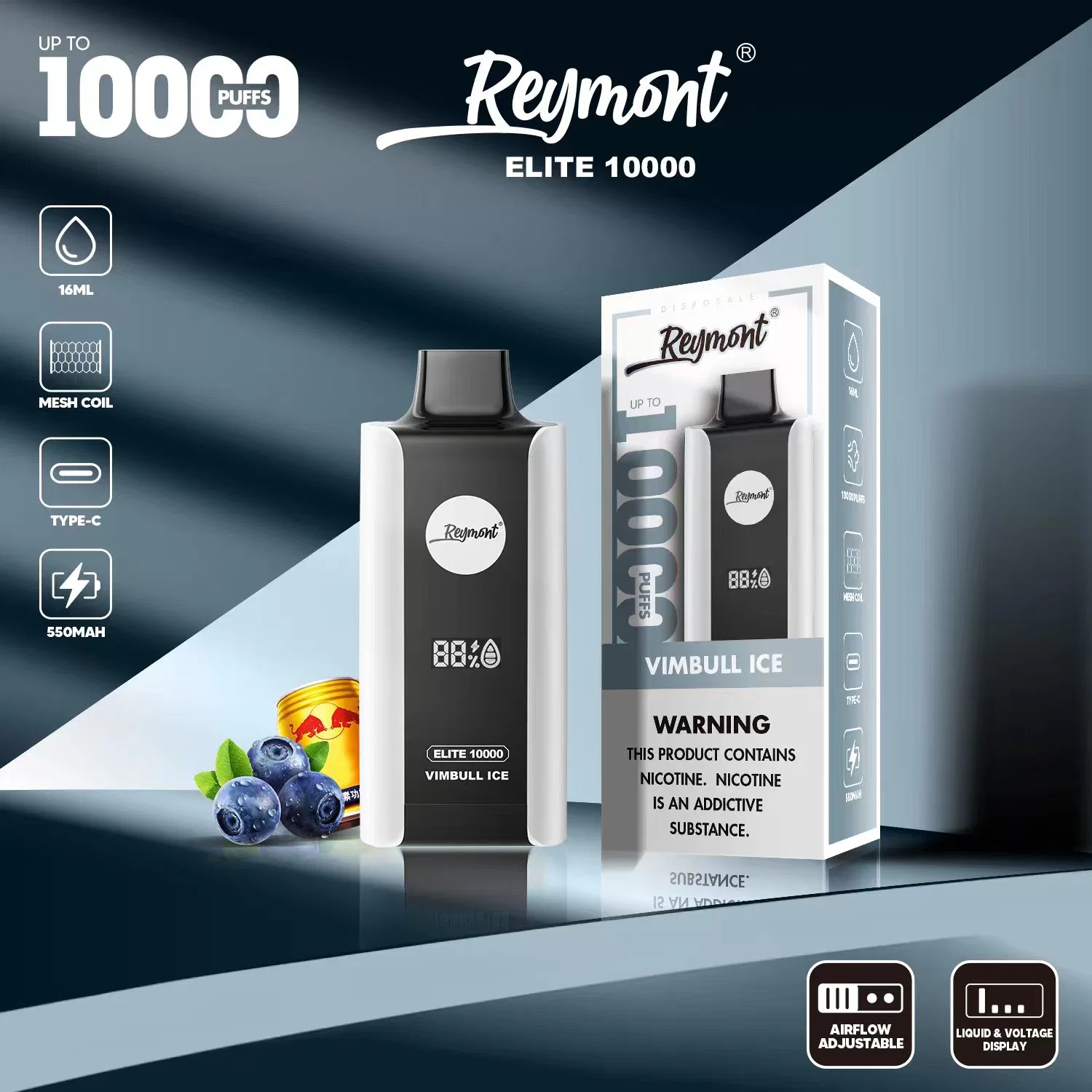 Mayorista/Proveedor Reymont Elite 10000 estilo de negocio E- Cigarette Dual Mesh Control de flujo de aire de la bobina Big 10000 Puffs VAPE